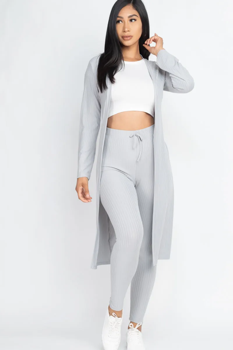 Ribbed Long Cardigan & Leggings Set (CAPELLA)