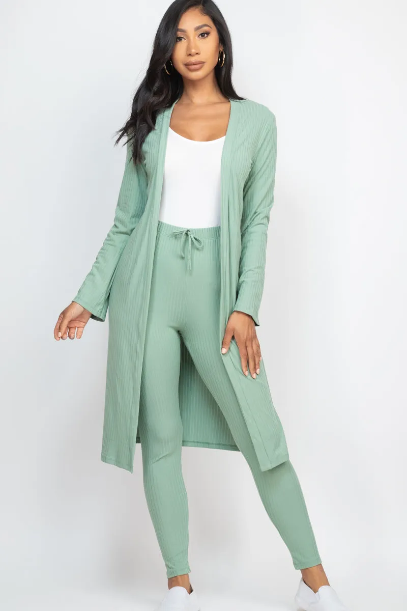 Ribbed Long Cardigan & Leggings Set (CAPELLA)