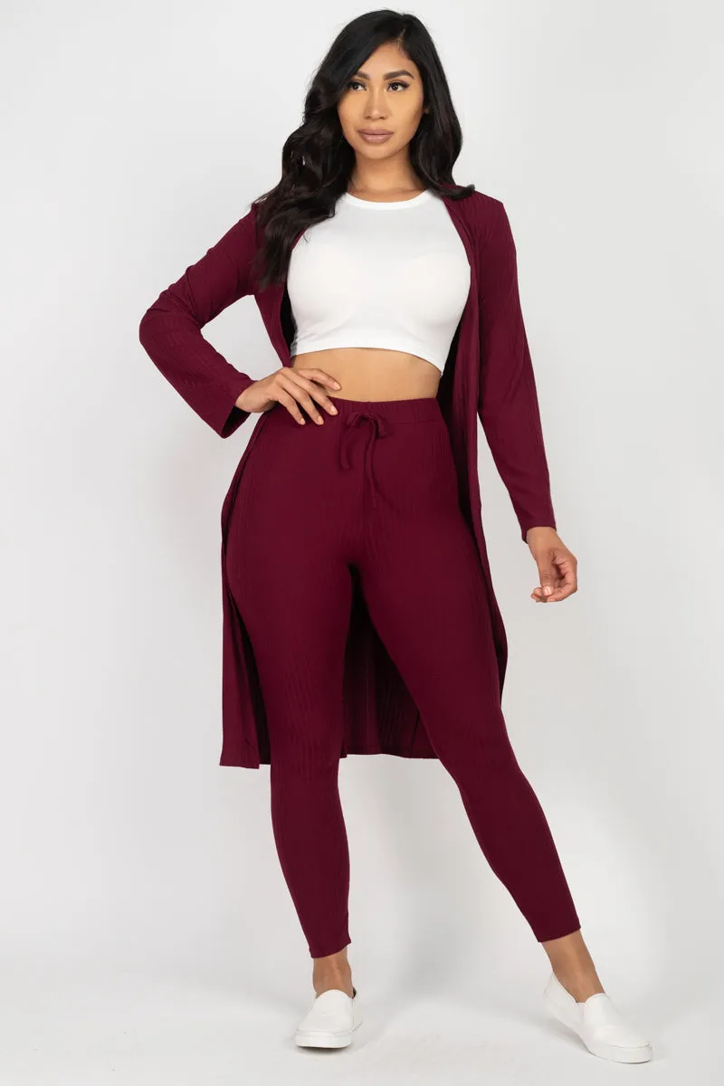 Ribbed Long Cardigan & Leggings Set (CAPELLA)