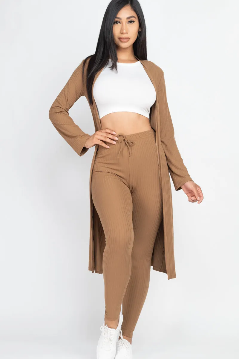 Ribbed Long Cardigan & Leggings Set (CAPELLA)