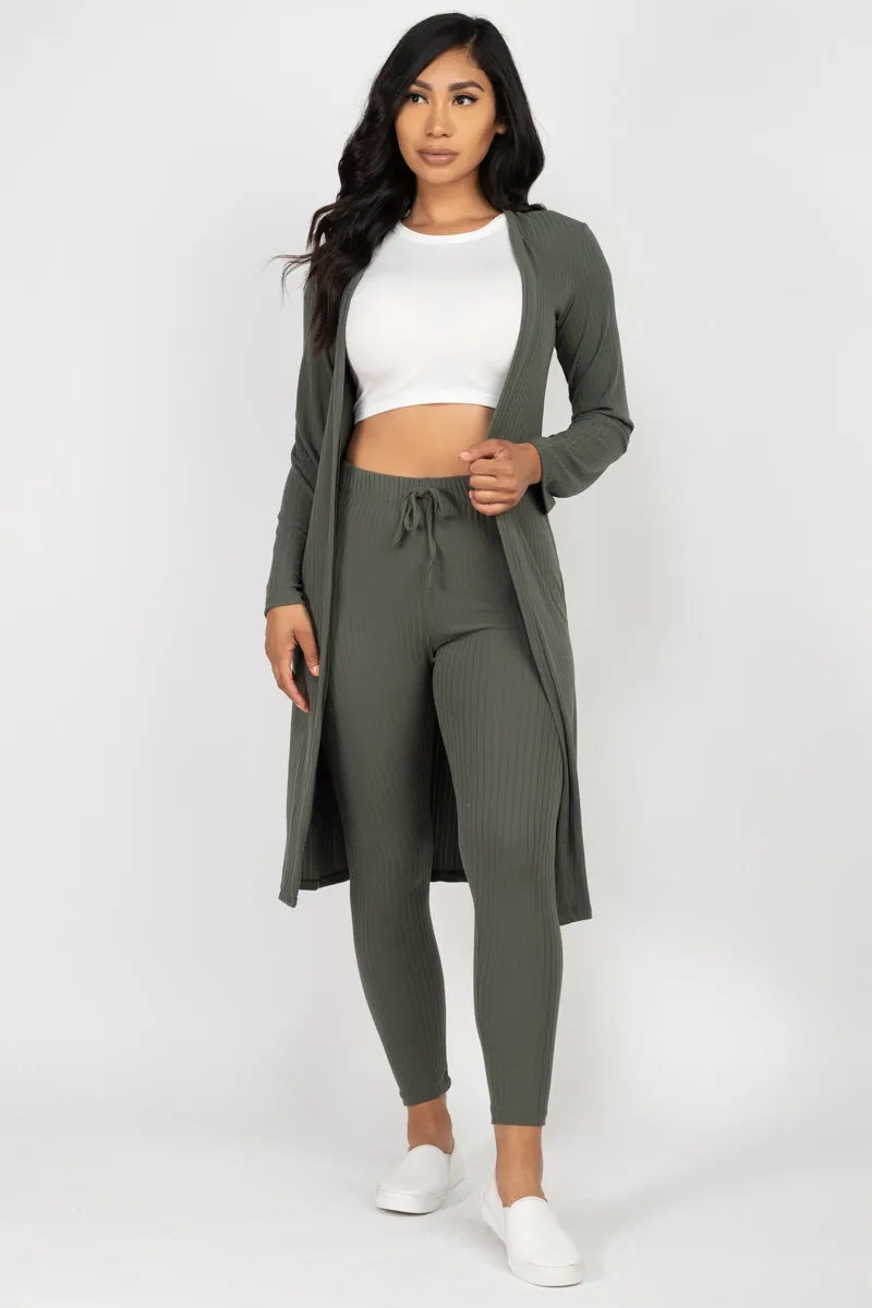 Ribbed Long Cardigan & Leggings Set (CAPELLA)