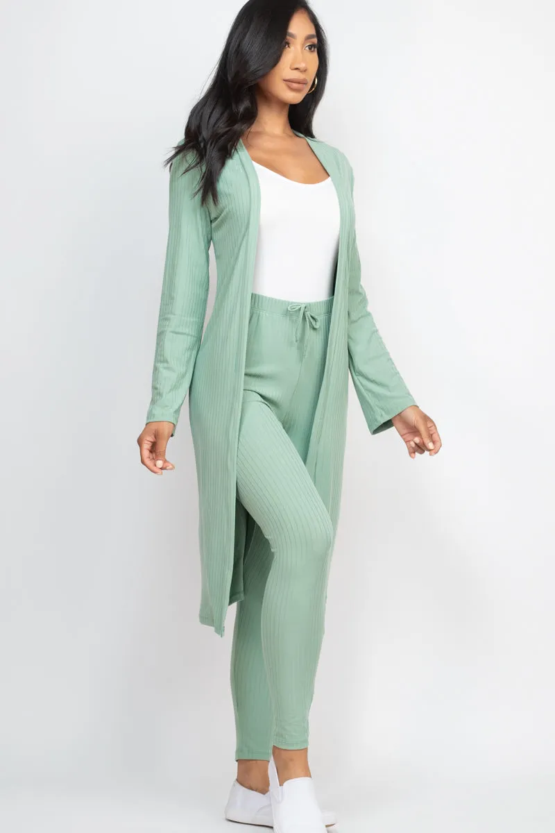 Ribbed Long Cardigan & Leggings Set (CAPELLA)