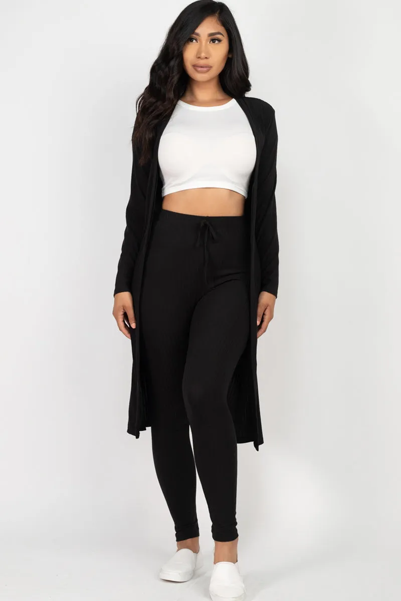 Ribbed Long Cardigan & Leggings Set (CAPELLA)