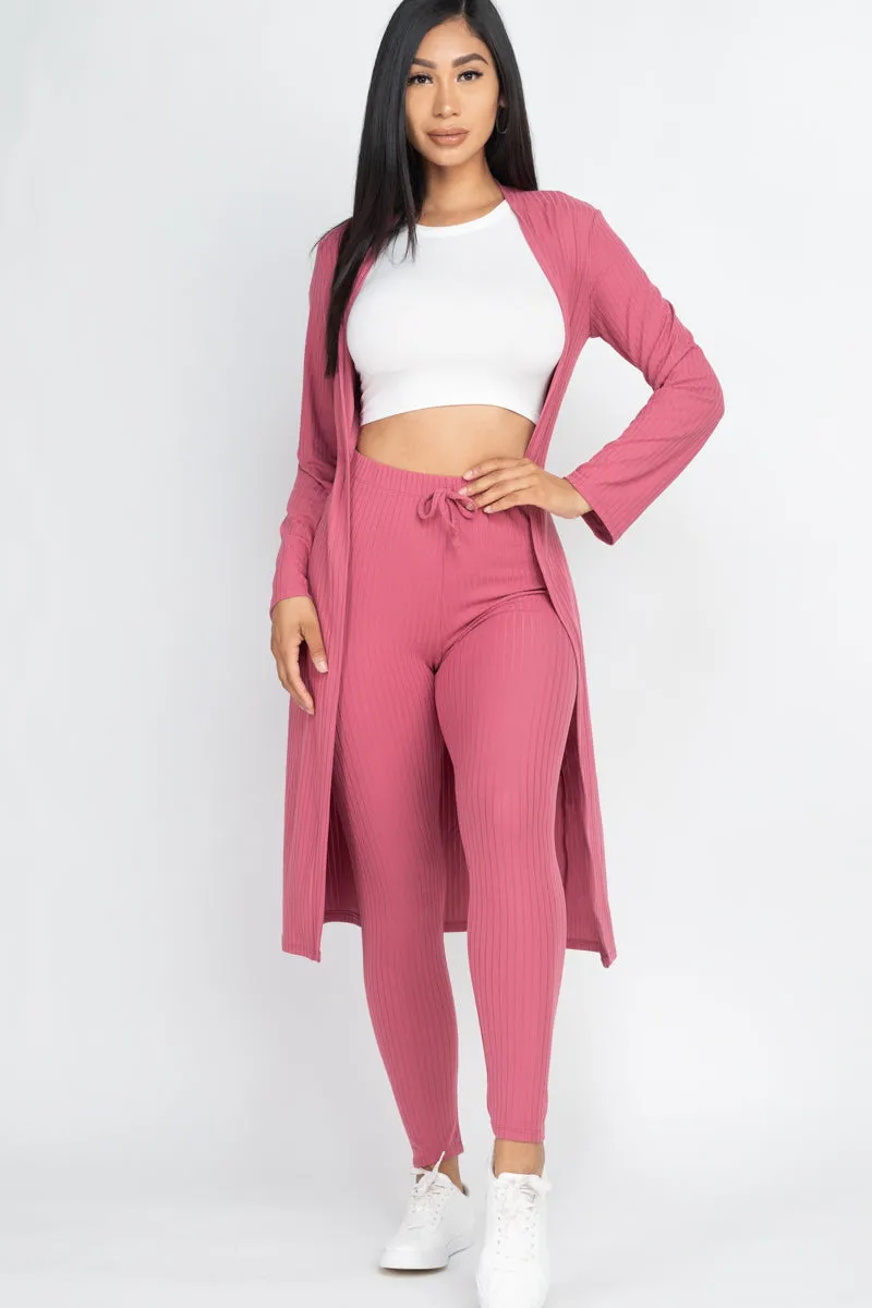 Ribbed Long Cardigan & Leggings Set (CAPELLA)