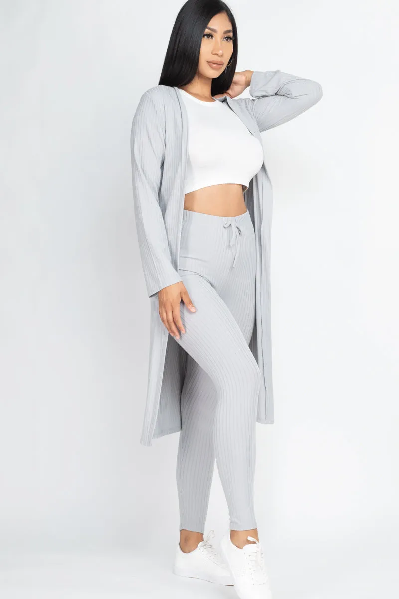 Ribbed Long Cardigan & Leggings Set (CAPELLA)