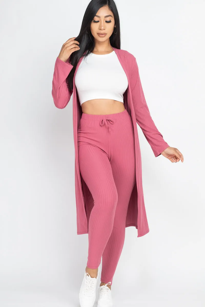 Ribbed Long Cardigan & Leggings Set (CAPELLA)