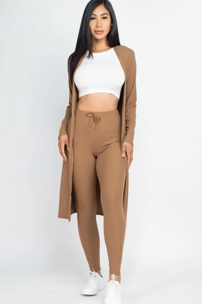 Ribbed Long Cardigan & Leggings Set (CAPELLA)