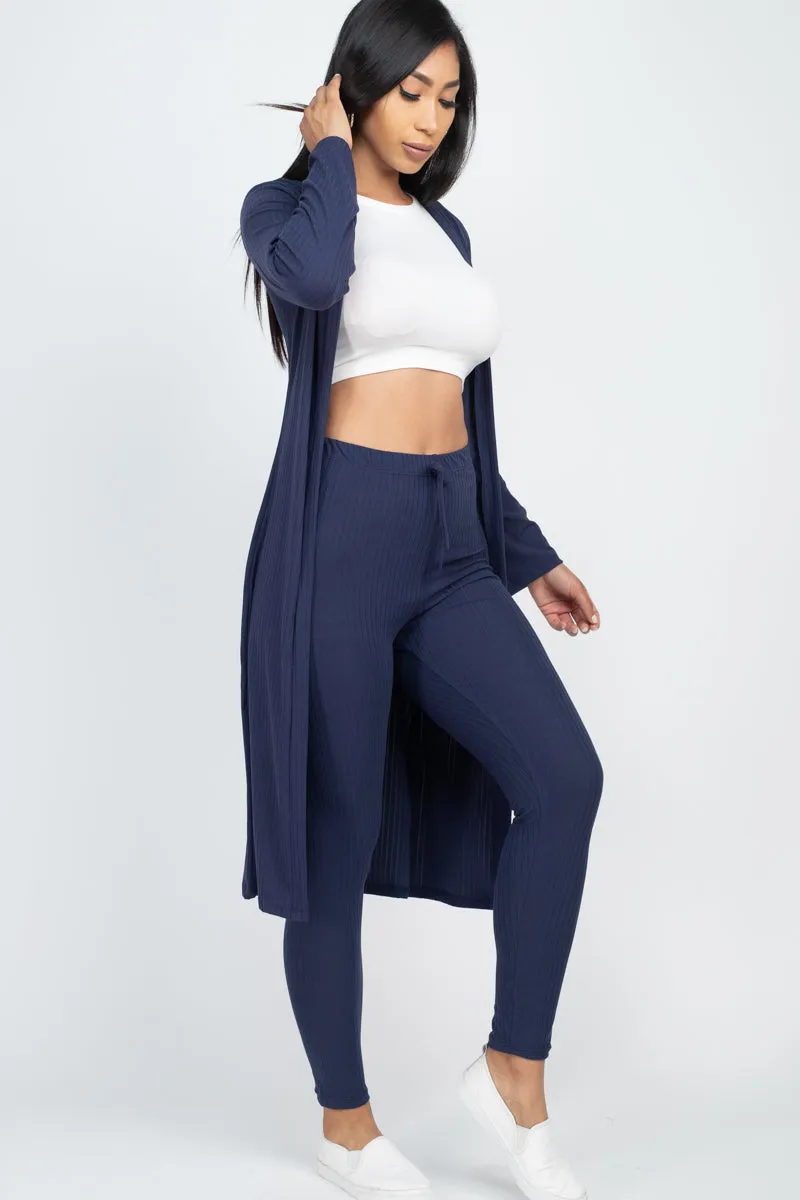 Ribbed Long Cardigan & Leggings Set (CAPELLA)