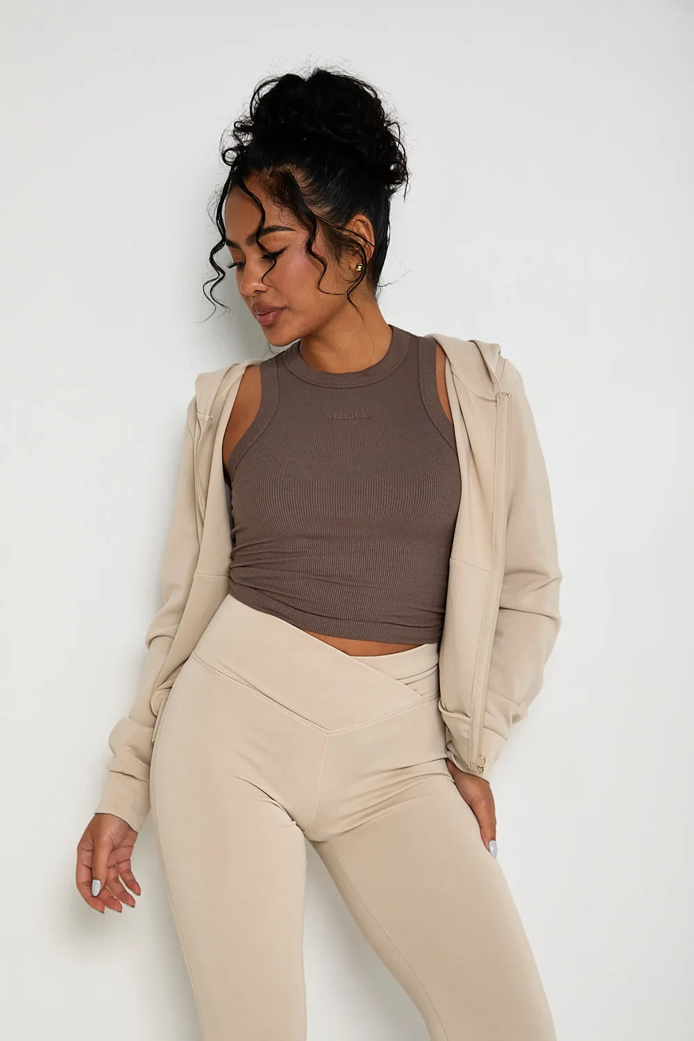 Ribbed Racer Top - Mocha