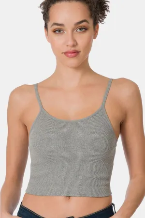 Ribbed Seamless Cropped Cami with Bra Pads