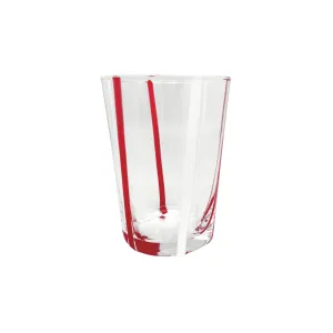 Ribbons Red and White Double Old Fashion Glass