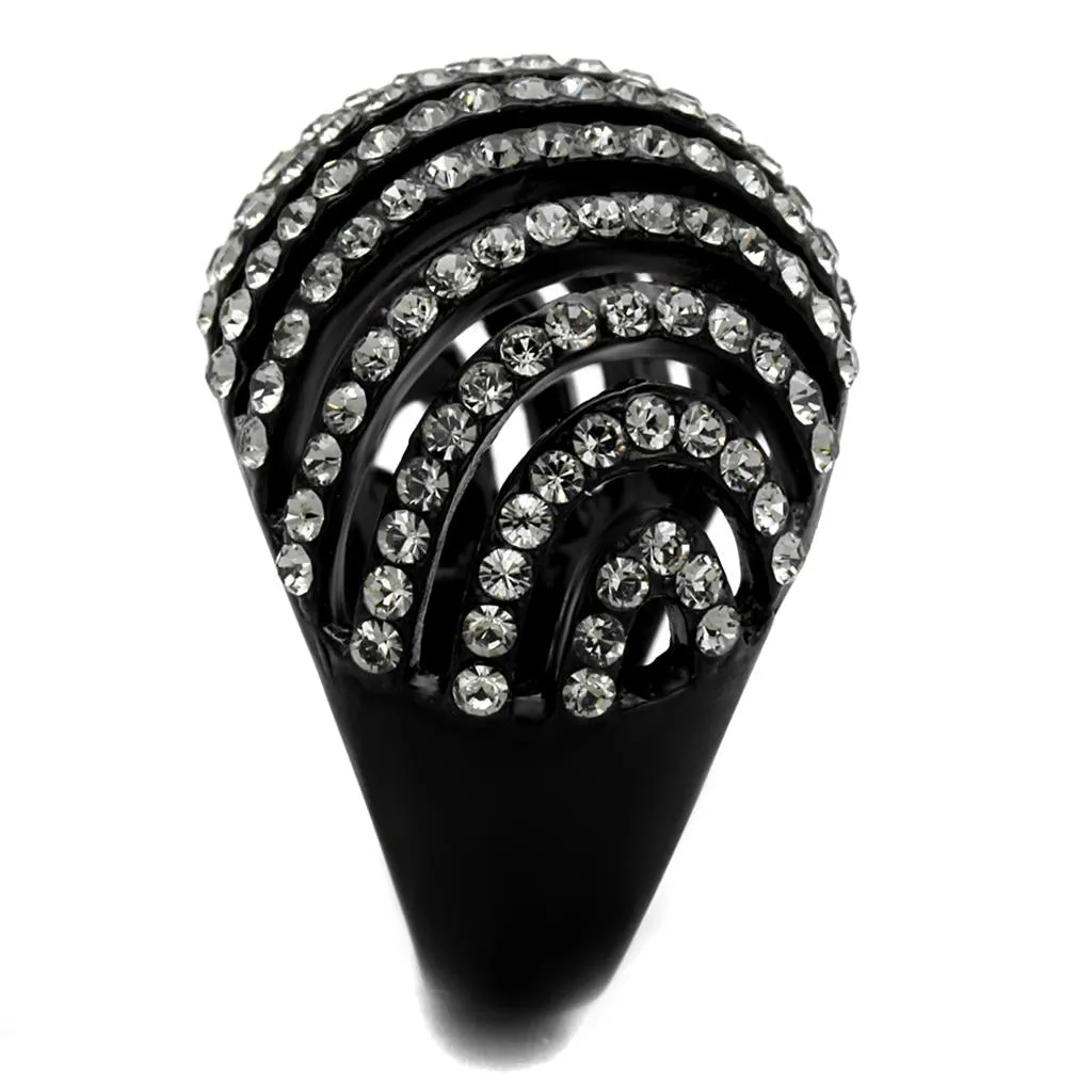 Ring Top GRD Crystal Black Diamond TK2345 for Women Style Stainless