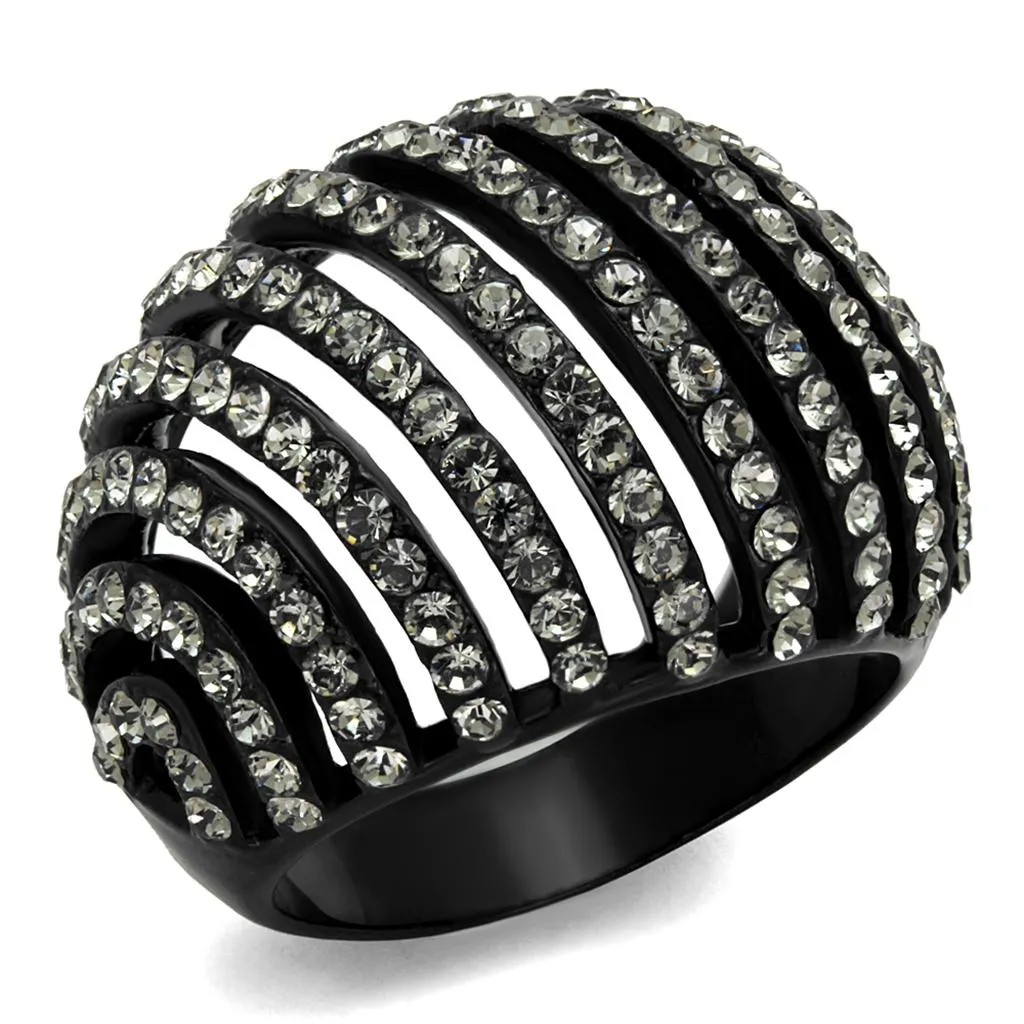 Ring Top GRD Crystal Black Diamond TK2345 for Women Style Stainless