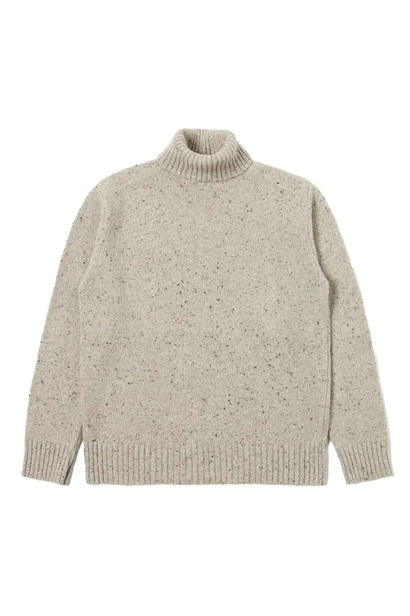 Roll Neck Tweed Knit - Oatmeal