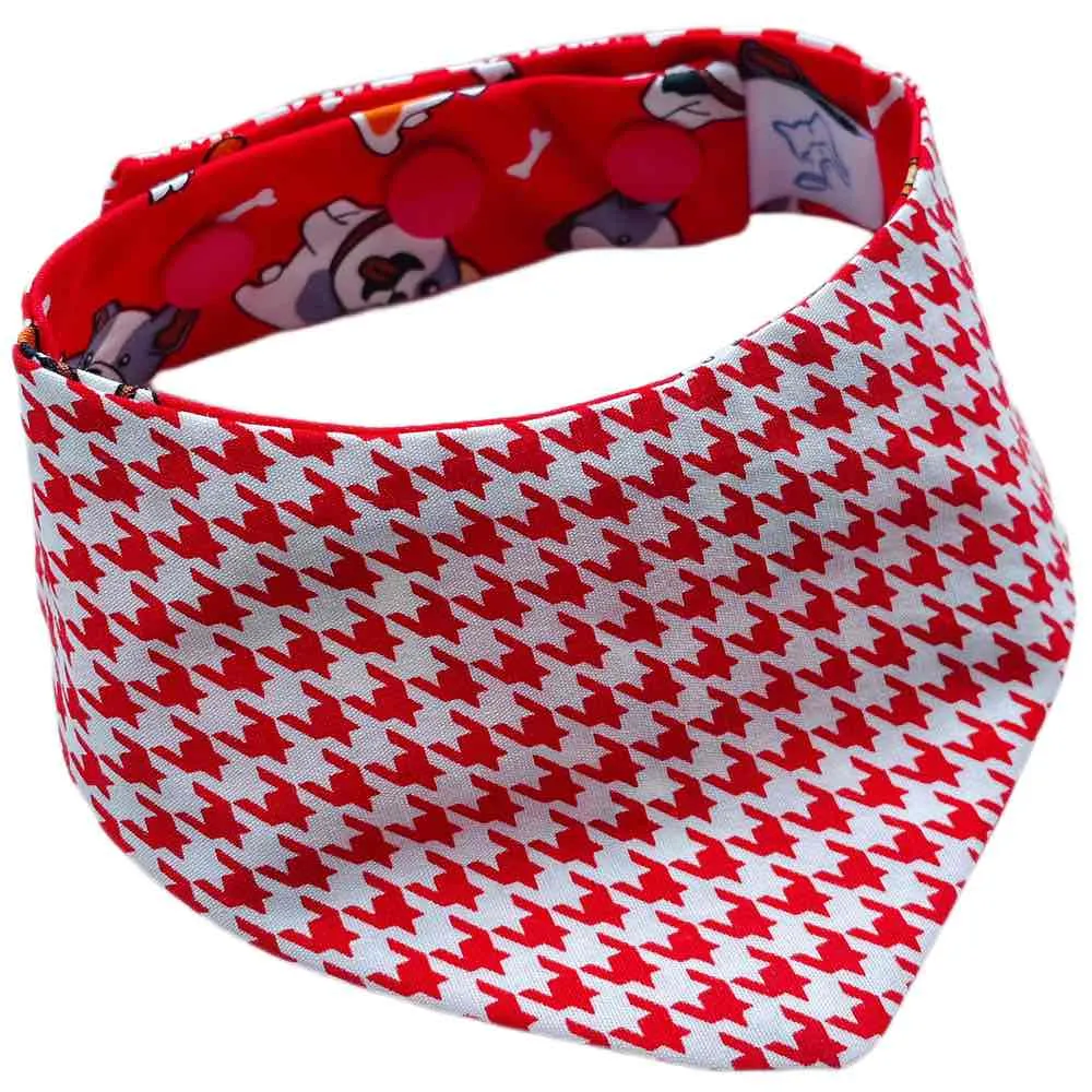 RuffCo Handcrafted Reversible Bandana For Cats & Dogs (Red Puppies)