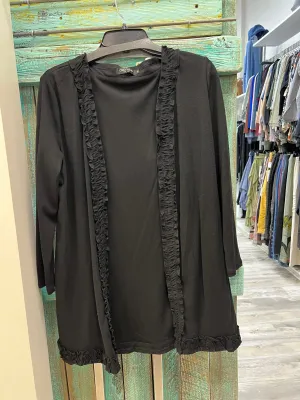 Ruffle Cardigan in Black Jacket by Creations