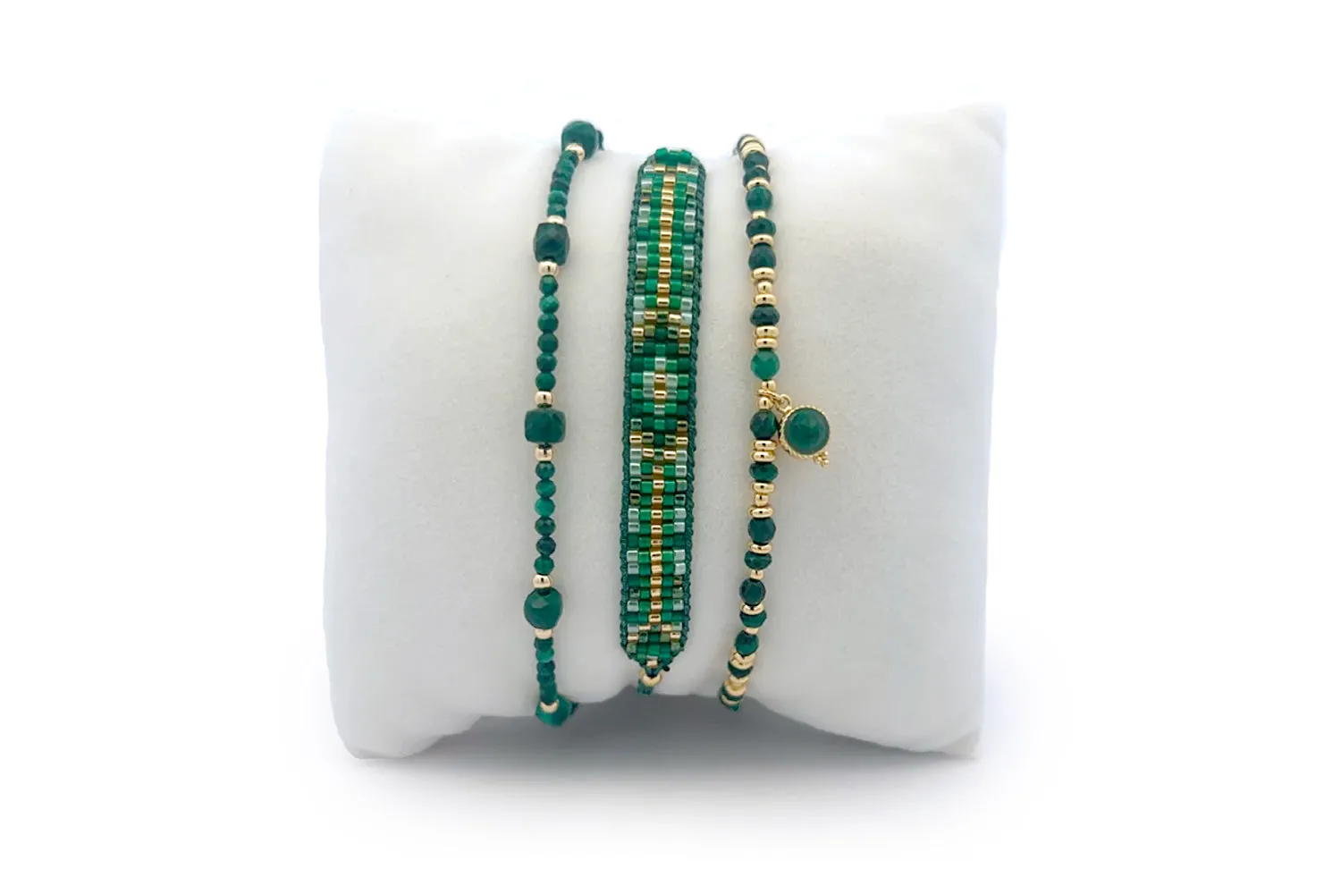 Sabah Malachite Gold Bracelet Stack