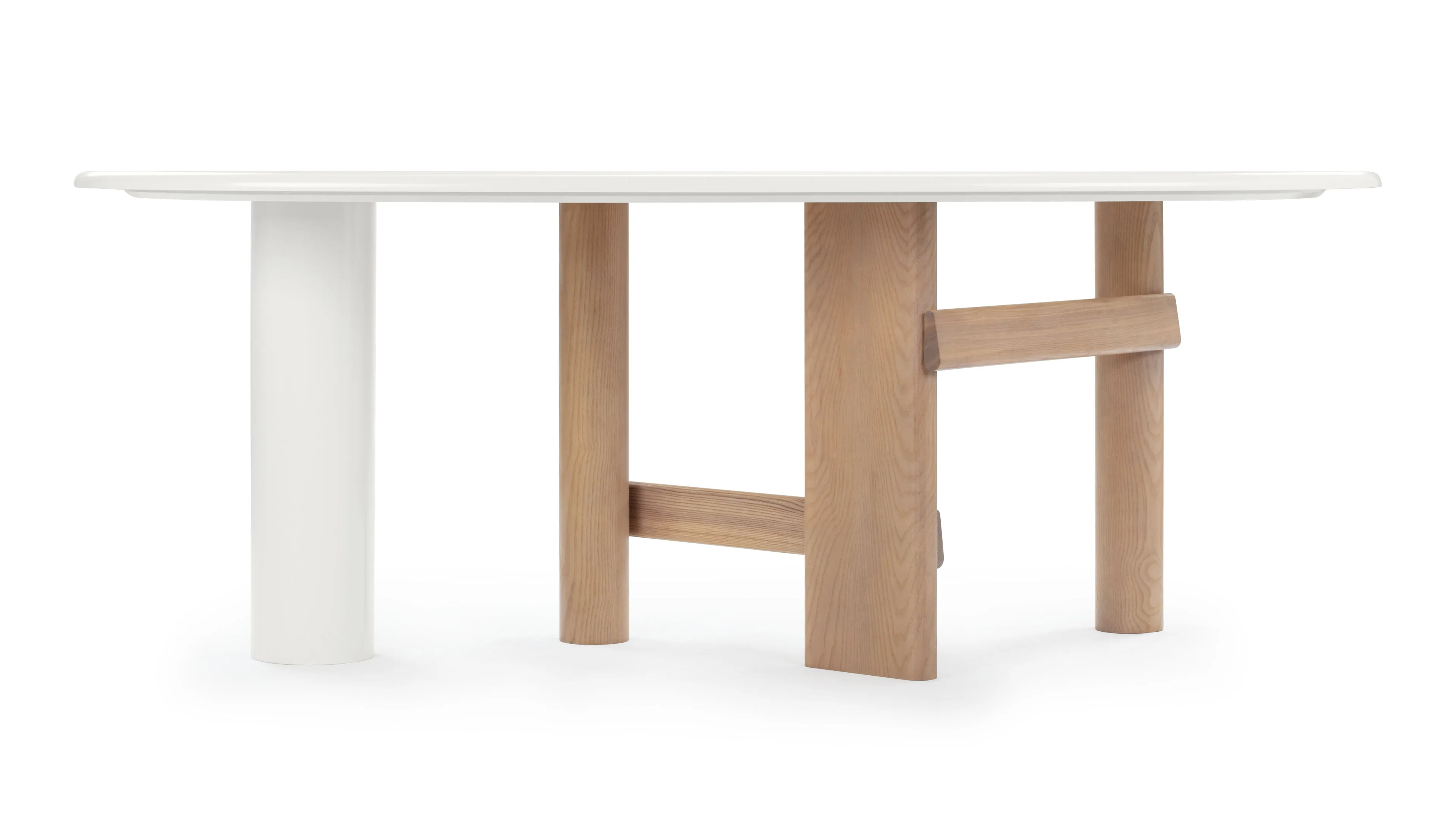 Sengu - Sengu Dining Table, Ivory and Natural Ash, 80in