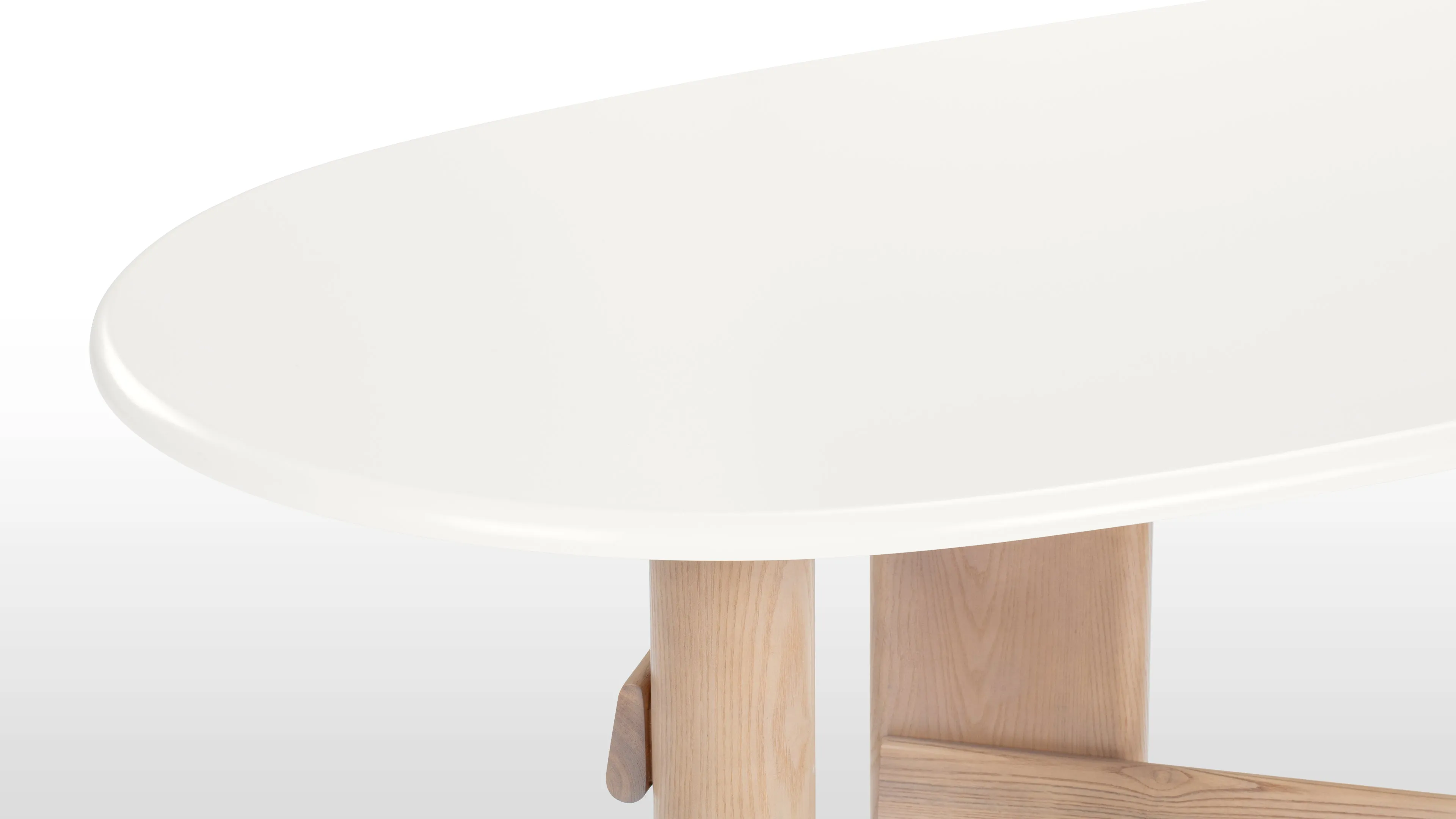 Sengu - Sengu Dining Table, Ivory and Natural Ash, 80in