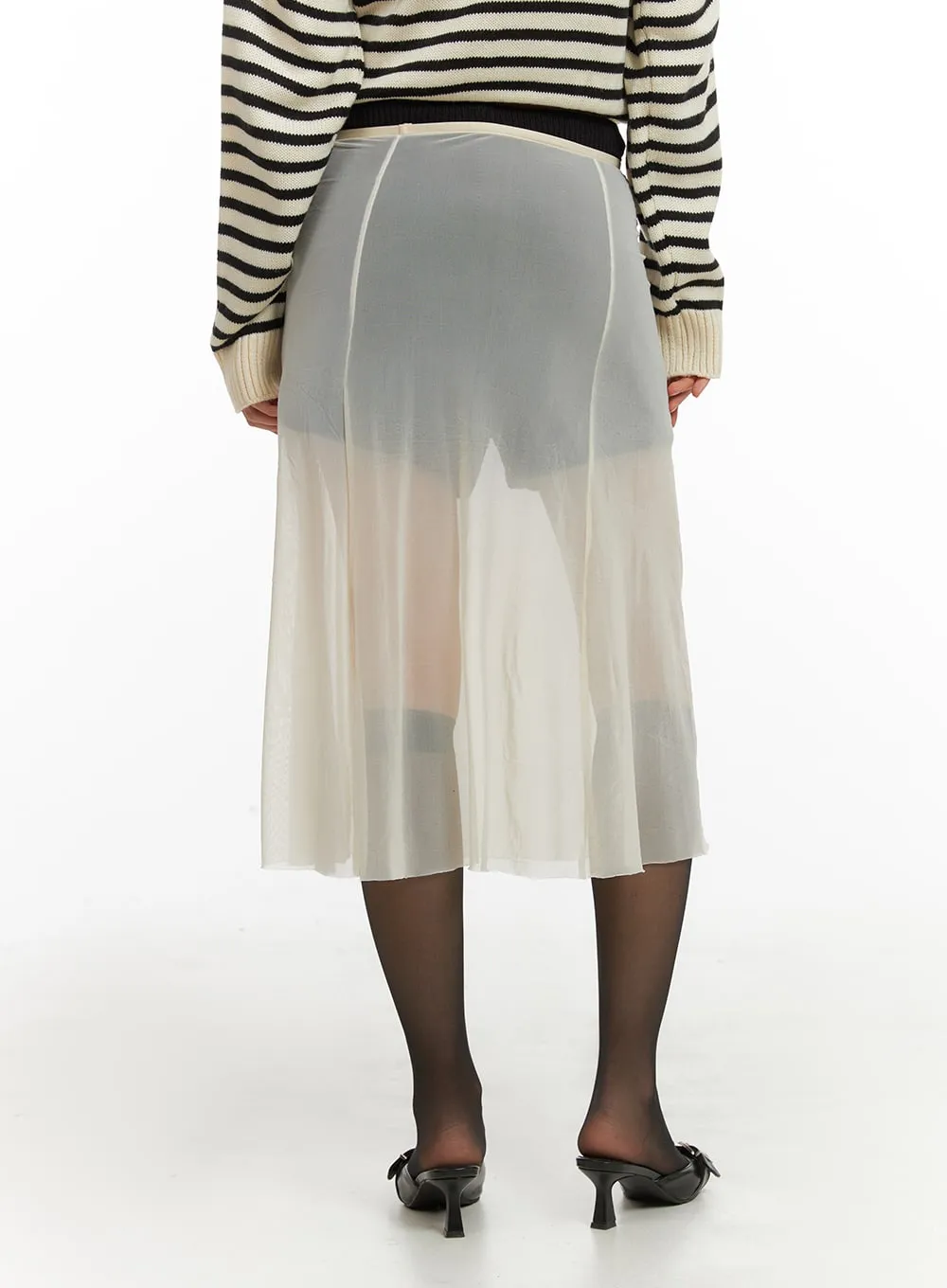 Sheer Layering Maxi Skirt IA417