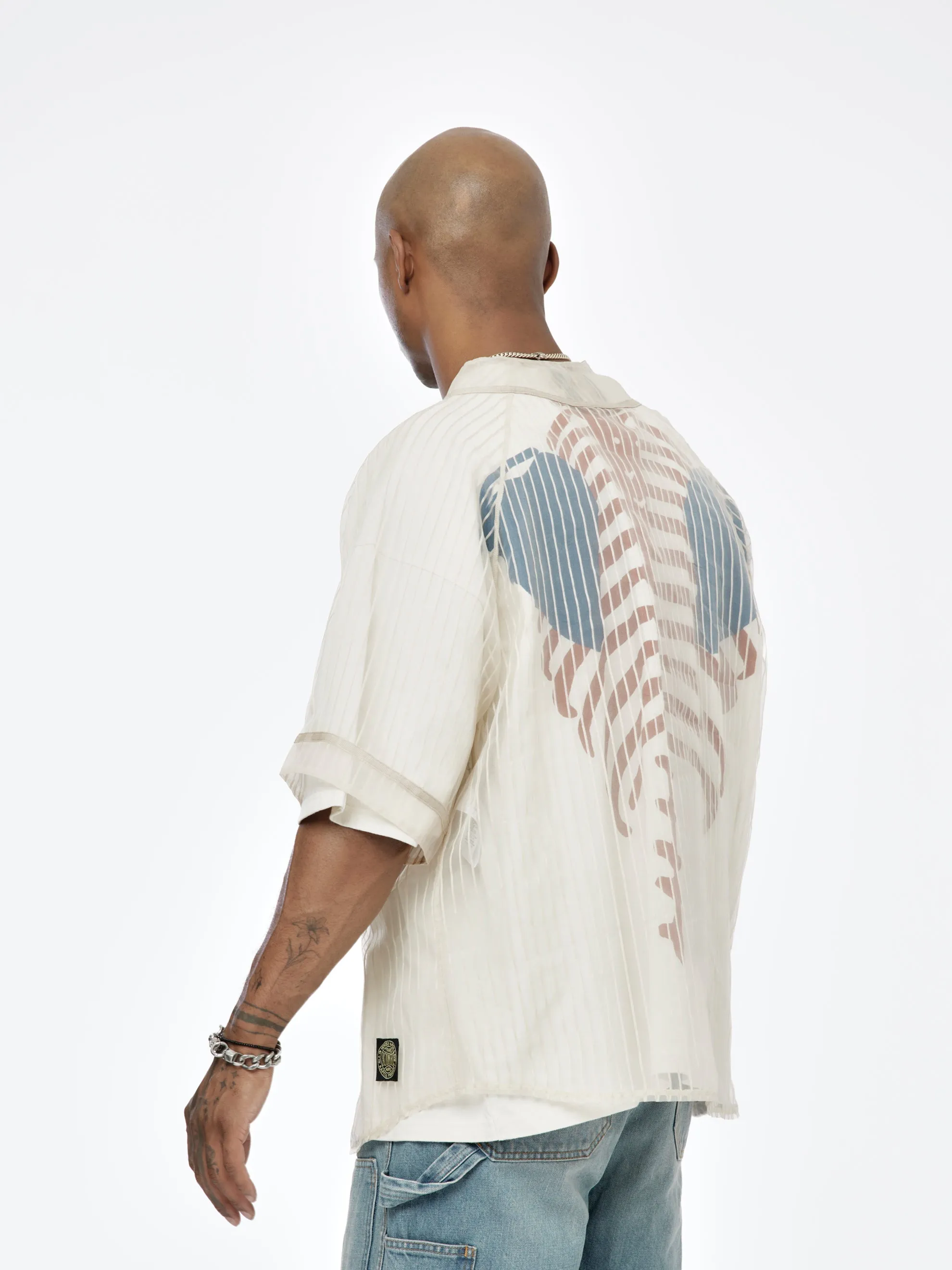 Sheer Stripe Great Kountry Baseball Shirt (Beige)