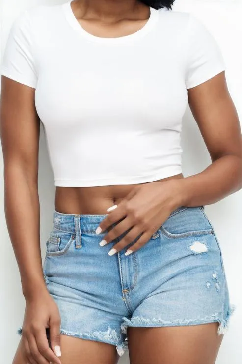 Short Sleeve Roundneck Crop Top