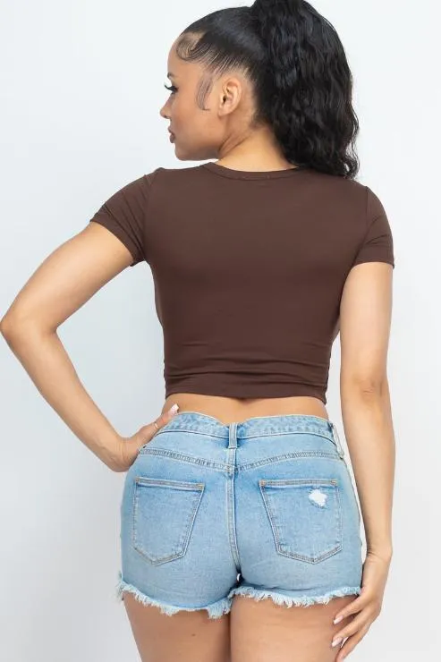 Short Sleeve Roundneck Crop Top