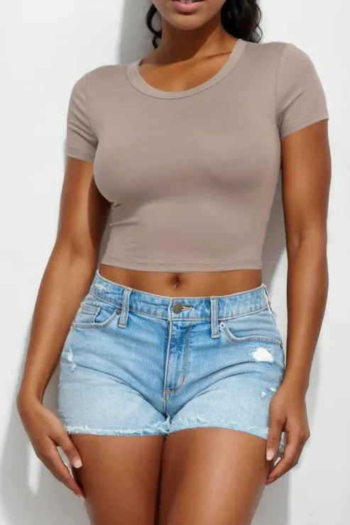 Short Sleeve Roundneck Crop Top