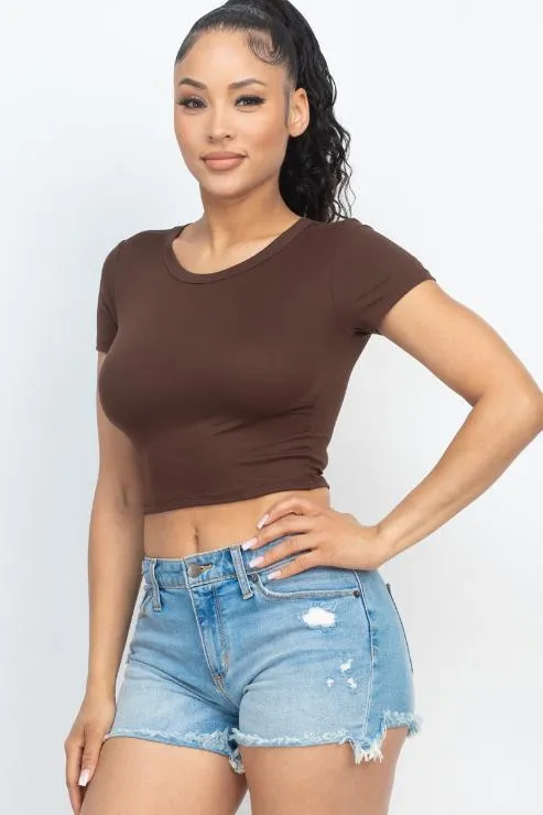 Short Sleeve Roundneck Crop Top