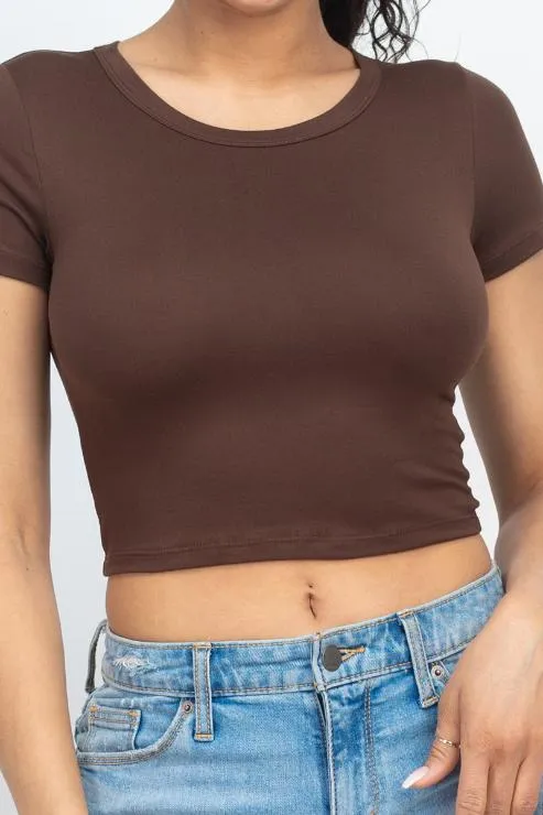 Short Sleeve Roundneck Crop Top