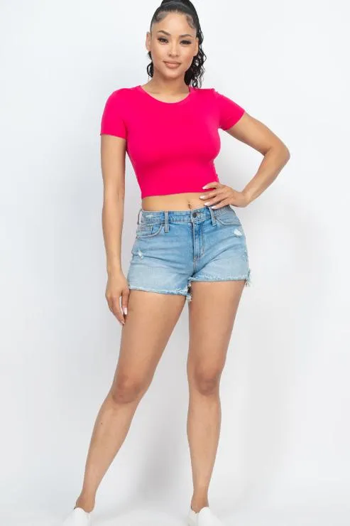 Short Sleeve Roundneck Crop Top