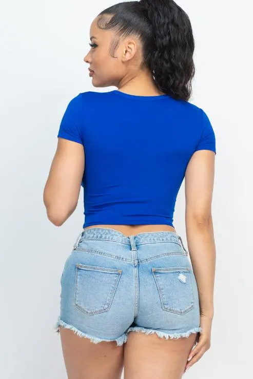 Short Sleeve Roundneck Crop Top