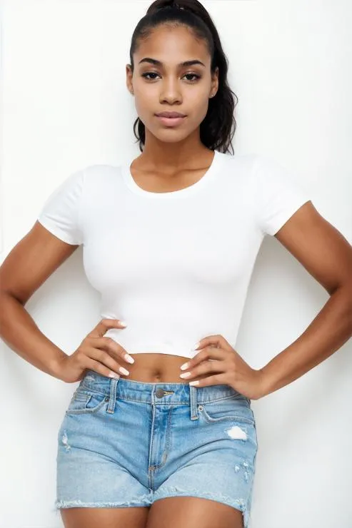 Short Sleeve Roundneck Crop Top