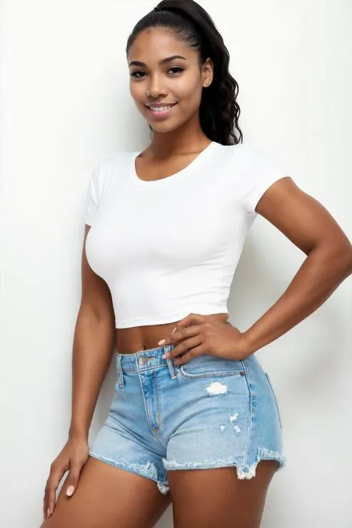 Short Sleeve Roundneck Crop Top