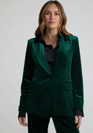 Sienna Tailored Velvet Blazer In Green