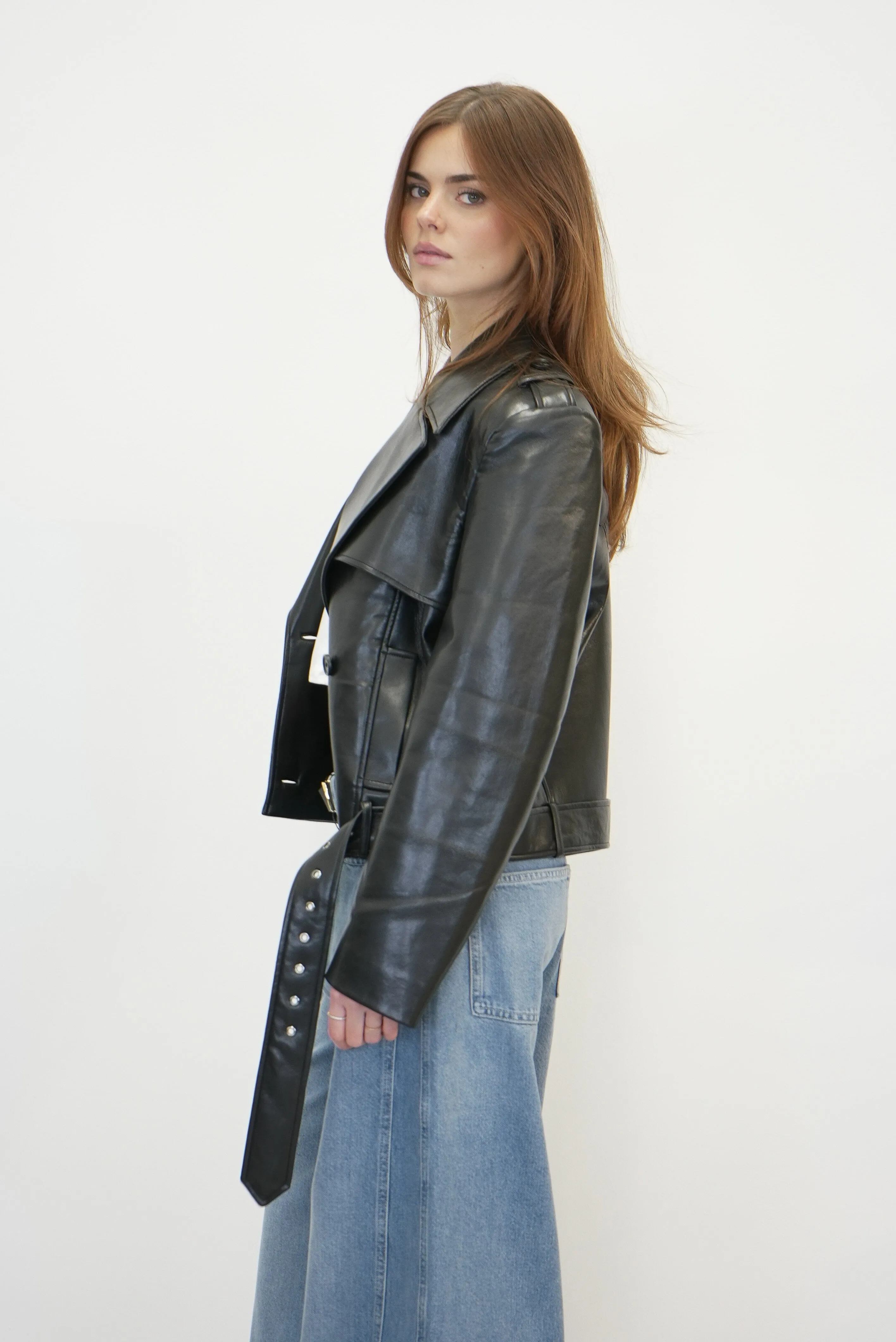 SIMONE JACKET BLACK RECYCLED LEATHER