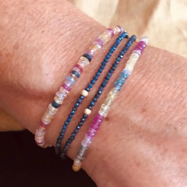 Skinny Blue Sapphire Layering or Stacking Bracelet