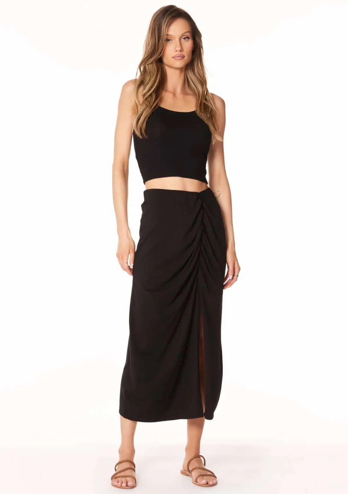 Skirt with Shirring - Black