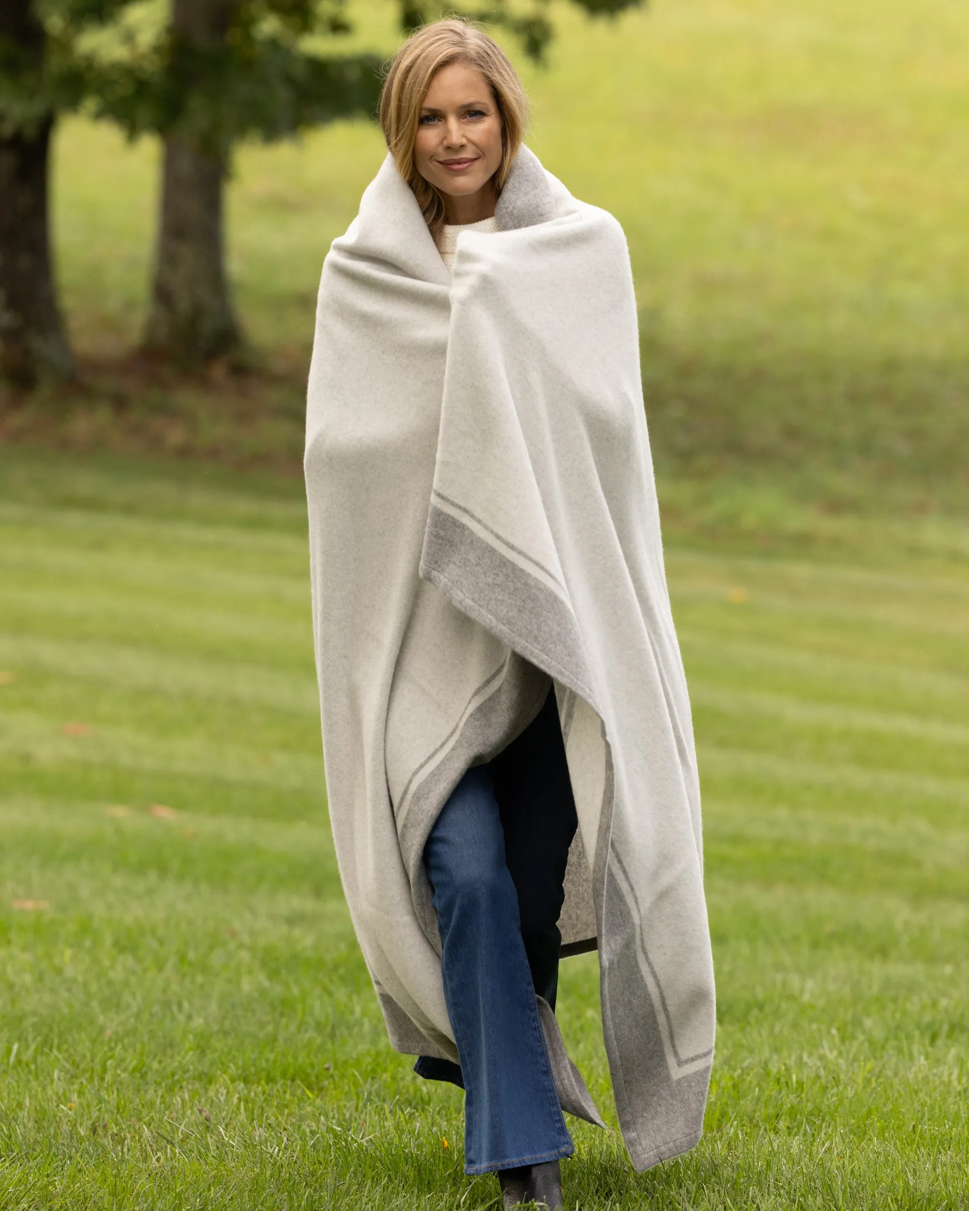 Skyline Border Stripe Cashmere Throw