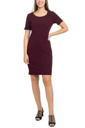 SL Fashion Scoop Neck Sheath Dress With Short Embellished Sleeves