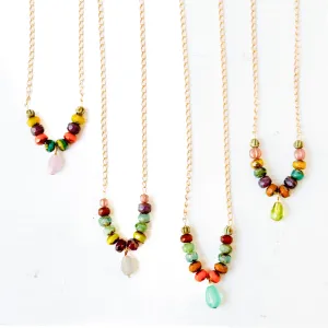 Small bead necklace, dainty bead necklace, colorful necklace