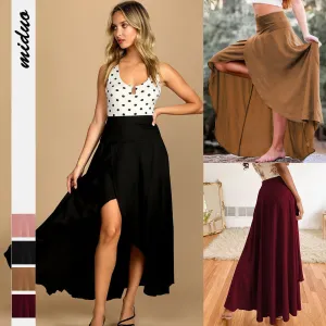 Solid Color Women's Ruffled Irregular Elegant Summer Wear Fashion Skirt