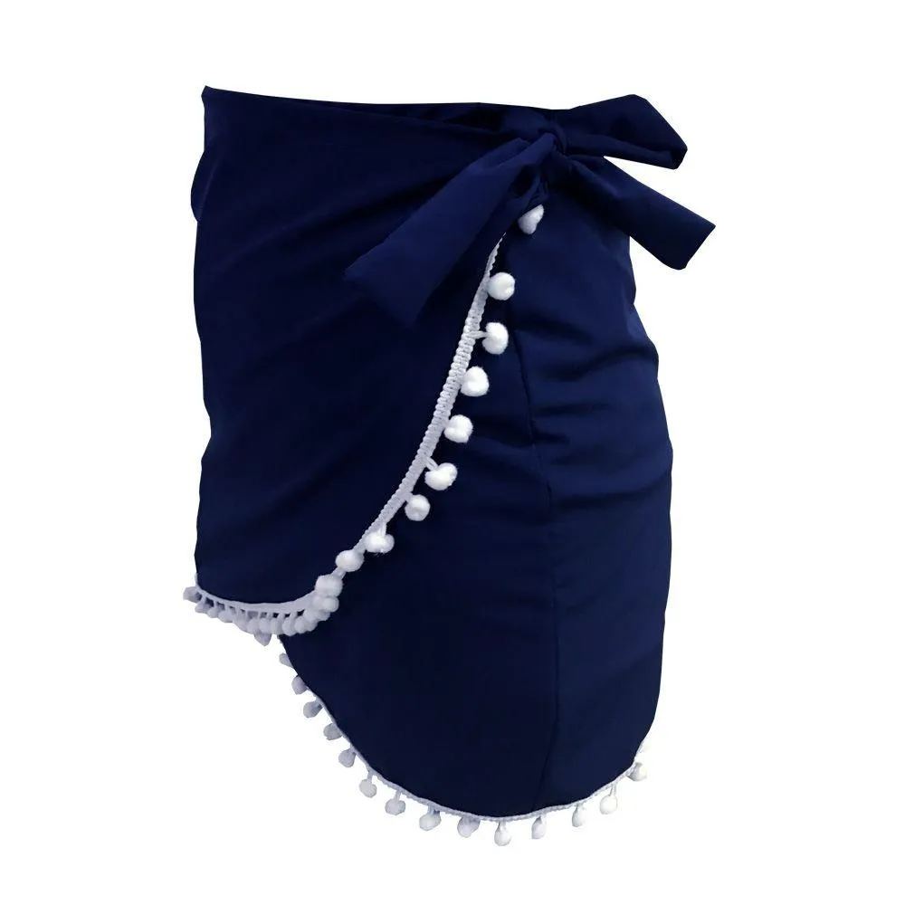 Solid Royal Blue Swim Cover Up Pareo Skirt