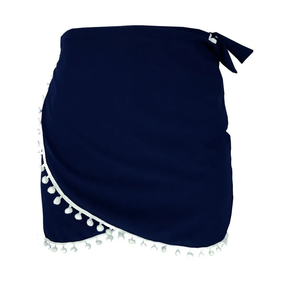 Solid Royal Blue Swim Cover Up Pareo Skirt