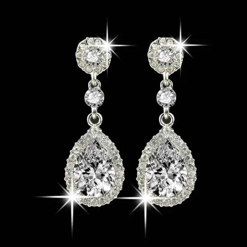 Sophisticated Rhinestone Wedding Earrings for Women - Classic and Timeless Ear Pendants