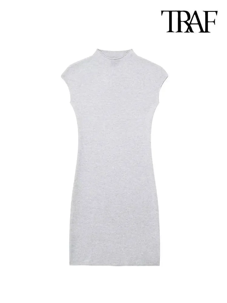 Sophisticated Vintage Sleeveless Knit Dress: Elegant Women's Style Statement