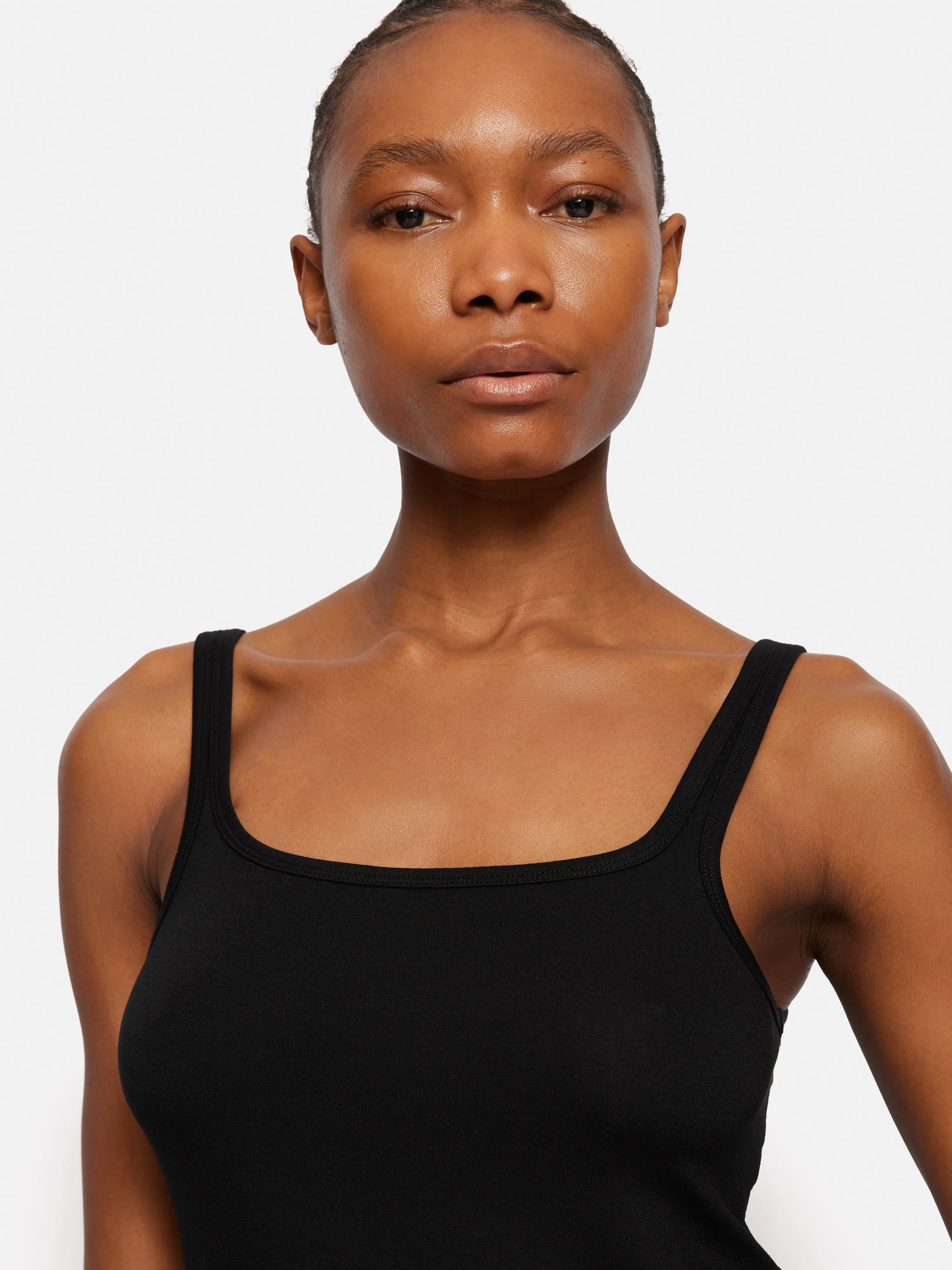 Square Neck Layering Tank | Black