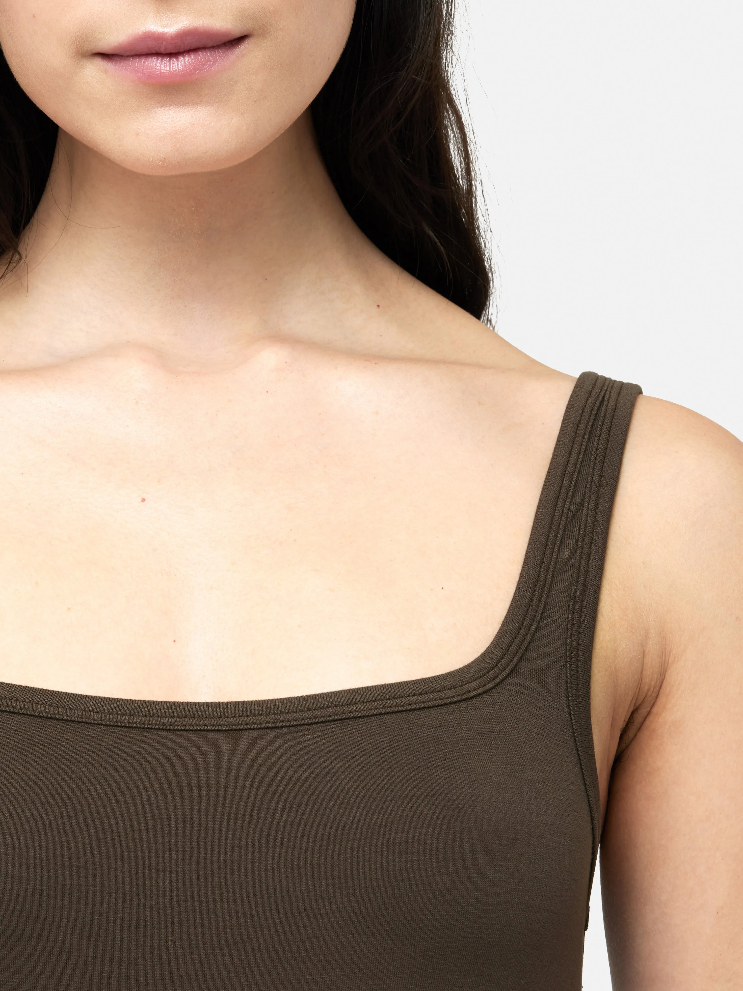 Square Neck Layering Tank | Brown