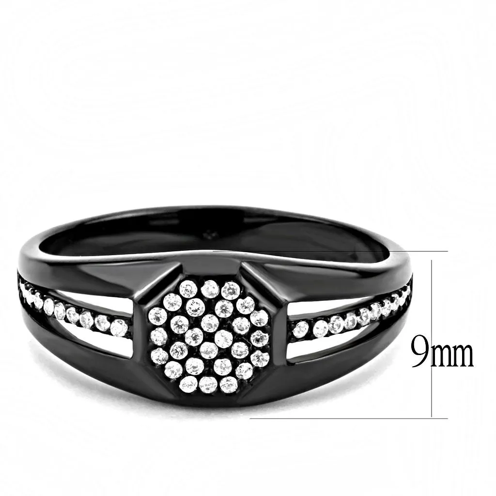 Stainless Steel Ring AAA GRD CZ Clear DA282 for Men Style BlackIon