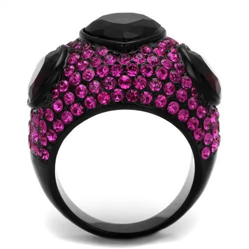 Stainless Steel Ring Synthetic Amethyst TK2276 for Women Style BlackIon